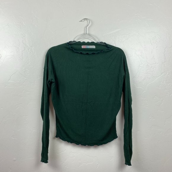 Free People Tops - Free People Teal / Green Ribbed Long Sleeve Top